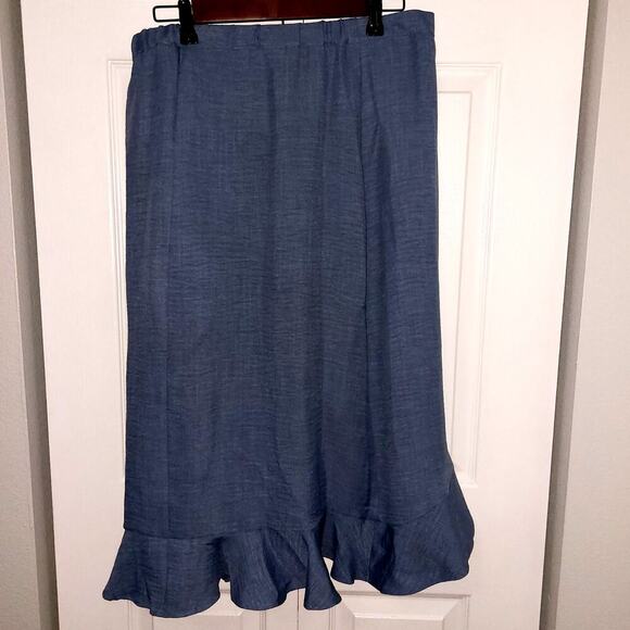 Matty M Ruffle Asymmetrical hem Skirt Size Med petite Coastal Career Coquette - Picture 2 of 9